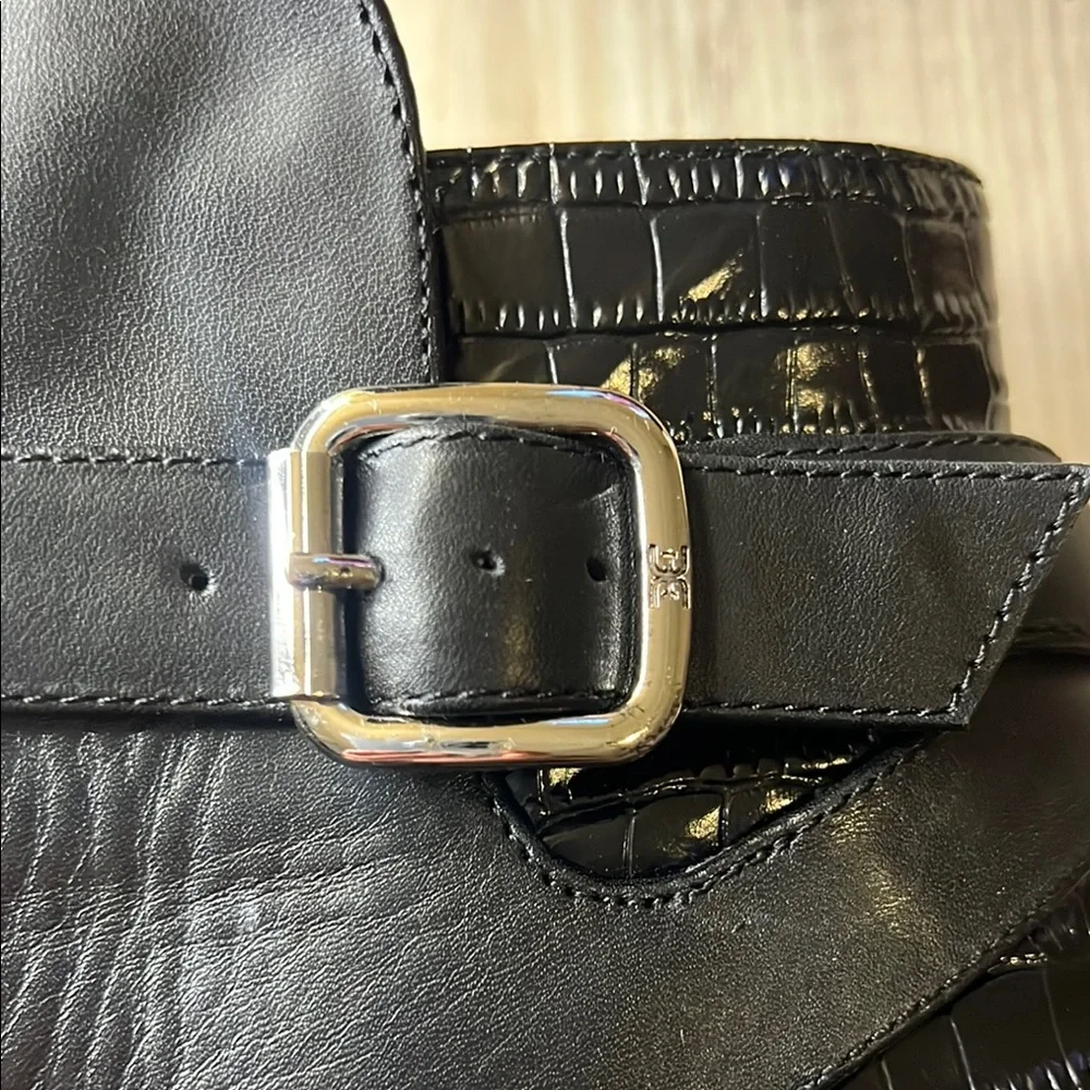 Sam Edelman Black Croc-Embossed Ankle Boots - Picture 10 of 10